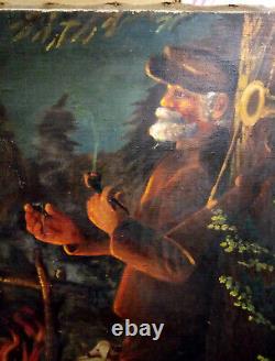 Original Soviet Russian Big Oil painting Realism Lenin on a hoot 1960s USSR