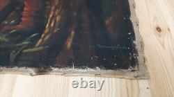 Original Soviet Russian Big Oil painting Realism Lenin on a hoot 1960s USSR