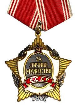 Original USSR Order for Personal Courage Medal #1336 Soviet Russian Silver
