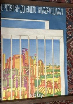 Original Vintage Russian Triptych Soviet Poster USSR 1981 Large 3 Piece Banner