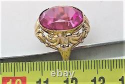 Original Vintage USSR Russian Soviet Rose Gold Ring Corundum 583 14K Size 8