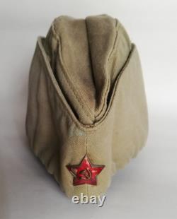Original WW2 Genuine Soviet Russian Soldiers Hat with Original Badge
