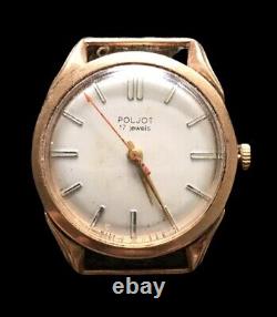 Poljot Gold 14K USSR Vintage 1964 Mechanical Wind Watch 17 jewels Works Great