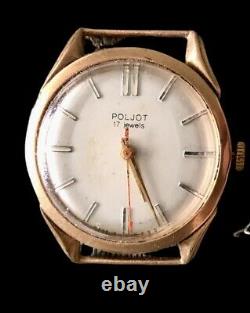 Poljot Gold 14K USSR Vintage 1964 Mechanical Wind Watch 17 jewels Works Great