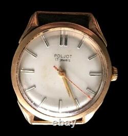 Poljot Gold 14K USSR Vintage 1964 Mechanical Wind Watch 17 jewels Works Great