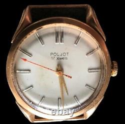 Poljot Gold 14K USSR Vintage 1964 Mechanical Wind Watch 17 jewels Works Great