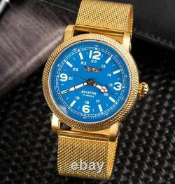 Poljot Watch 24 Mechanical Aviator Soviet Russian USSR Men's Military Vintage