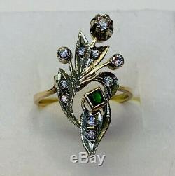 Pretty Ring Russian Jewelry Vintage USSR Gold 14K 583 S-8.5 3.8 gr Star Stamp