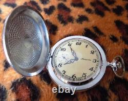 RARE Molnija pocket watch Soviet USSR Russian unique case full hunter mechanical