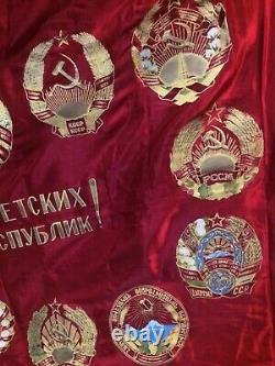 RARE ORIGINAL SOVIET RUSSIAN LENIN FLAG BANNER DOUBLE SIDED 70 x 40 USSR