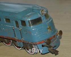 RARE! Old Russian toy vintage soviet tin Railway locomotive TRAIN Stalin model