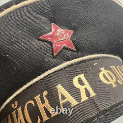RARE VINTAGE Caspian Flotilla RUSSIAN USSR SOVIET UNION SAILOR NAVY HAT CAP