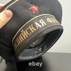 RARE VINTAGE Caspian Flotilla RUSSIAN USSR SOVIET UNION SAILOR NAVY HAT CAP