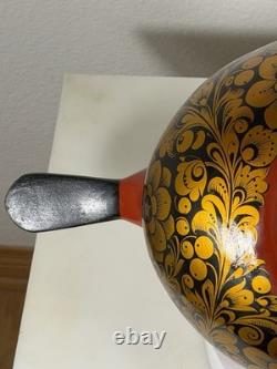 RARE Vintage Large Soviet Russian Khokhloma Duck Bowl w 10 Hanging Cups USSR
