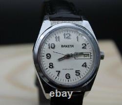 RARE? Vintage USSR Russian Soviet MECHANICAL Wrist Watch Raketa Serviced