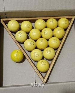 RARE Vintage antique Old Soviet Russian USSR Balls Billiard SET 58.9mm FULL SET