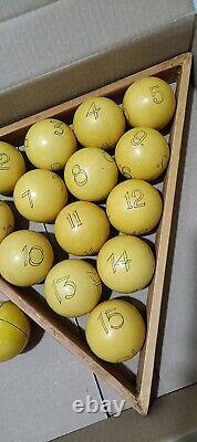 RARE Vintage antique Old Soviet Russian USSR Balls Billiard SET 58.9mm FULL SET