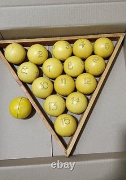 RARE Vintage antique Old Soviet Russian USSR Balls Billiard SET 58.9mm FULL SET