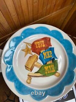 RAR Russian Soviet Propaganda Porcelain Plate 1947 Famous author V. Prisyazhnyuk