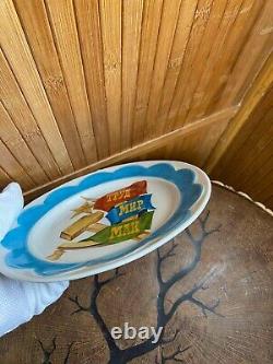 RAR Russian Soviet Propaganda Porcelain Plate 1947 Famous author V. Prisyazhnyuk