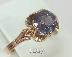 ROYAL ALEXANDRITE Vintage Rare USSR Unique Soviet Ring Russian Gold 583 14k
