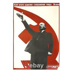 RUSSIAN SOVIET PROPAGANDA POSTER Vintage Lenin Peace Is Most Important 1987