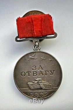 RUSSIAN SOVIET USSR ORDER PIN BADGE QUADRO Medal For Courage (Of Honor) Silver