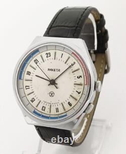 Raketa Polar 24 HOUR Soviet Ussr Russian mechanical Wristwatch #689