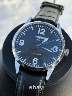 Raketa Watch Mechanical Aviator Black Pilot Vintage USSR Wrist Soviet Men's Date