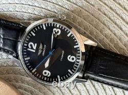 Raketa Watch Mechanical Aviator Black Pilot Vintage USSR Wrist Soviet Men's Date