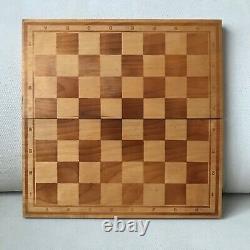 Rare 1980 Vintage USSR Soviet Russian Wooden Chess Set Folding Board
