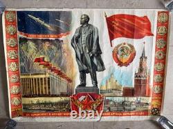 Rare Big Original Vintage USSR Russian Communism Soviet Propaganda Poster 1963