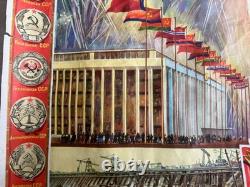 Rare Big Original Vintage USSR Russian Communism Soviet Propaganda Poster 1963
