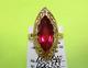 Rare Russian Soviet Ussr Jewelry Ring Marquis Gold 14k 583 3.64g Ruby