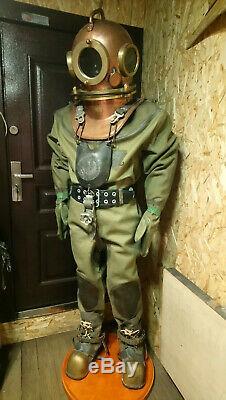 Rare Soviet Original russian3-bolt Diving Helmet, suit, boots and more