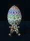 Rare Soviet Russian Cloisonne Enamel 88 Silver Faberge Egg 875 24k Gold Gilt Ru