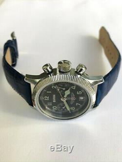 Rare Vintage BURAN POLJOT Chronograph 3133 Black Military USSR Russian Watch #2