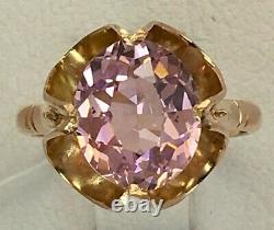 Rare Vintage Original Soviet Russian Solid Rose Gold Amethyst Ring 583 14K USSR