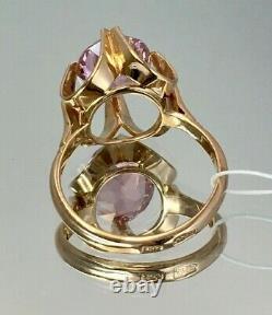 Rare Vintage Original Soviet Russian Solid Rose Gold Amethyst Ring 583 14K USSR