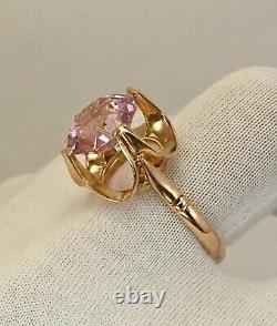 Rare Vintage Original Soviet Russian Solid Rose Gold Amethyst Ring 583 14K USSR