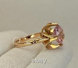 Rare Vintage Original Soviet Russian Solid Rose Gold Amethyst Ring 583 14K USSR