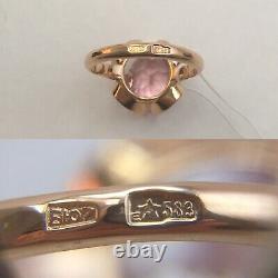 Rare Vintage Original Soviet Russian Solid Rose Gold Amethyst Ring 583 14K USSR