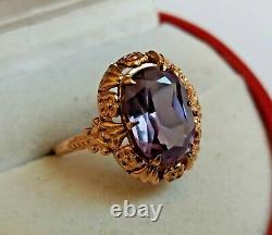 Rare Vintage Ring Alexandrite Solid Rose Gold 583 14K Star Russian Soviet USSR