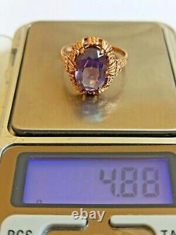 Rare Vintage Ring Alexandrite Solid Rose Gold 583 14K Star Russian Soviet USSR