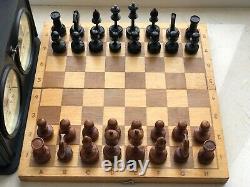 Rare Vintage USSR Soviet Russian Wooden Chess Set Board VTG Old Antique