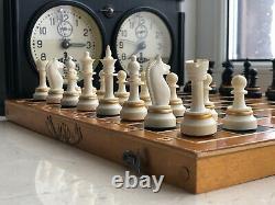 Rare Weighted Vintage USSR Soviet Russian Plastic Chess Set Folding Board Old