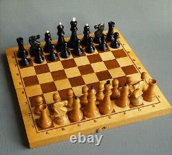 Rare Wooden Tournament Heavy Chess Set Game with Box made in USSR Soviet Russian