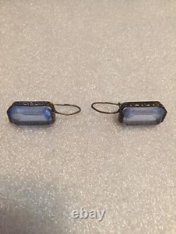 Rare old antique earrings silver 875 Russian Soviet topaz vintage USSR