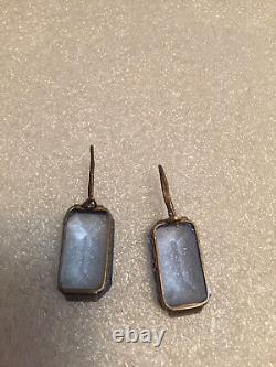 Rare old antique earrings silver 875 Russian Soviet topaz vintage USSR