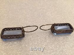 Rare old antique earrings silver 875 Russian Soviet topaz vintage USSR